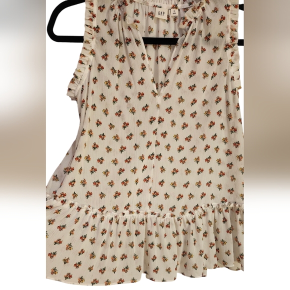 CLOSET CLEAROUT Gap Floral Babydoll Tank Top with Ruffle Edge, Size Extra Small - Picture 5 of 7